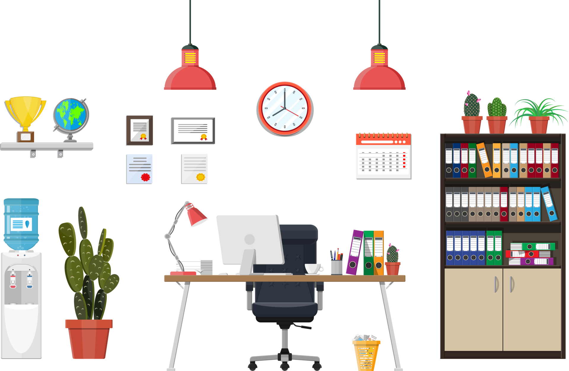 Office desk with computer 35776716 PNG