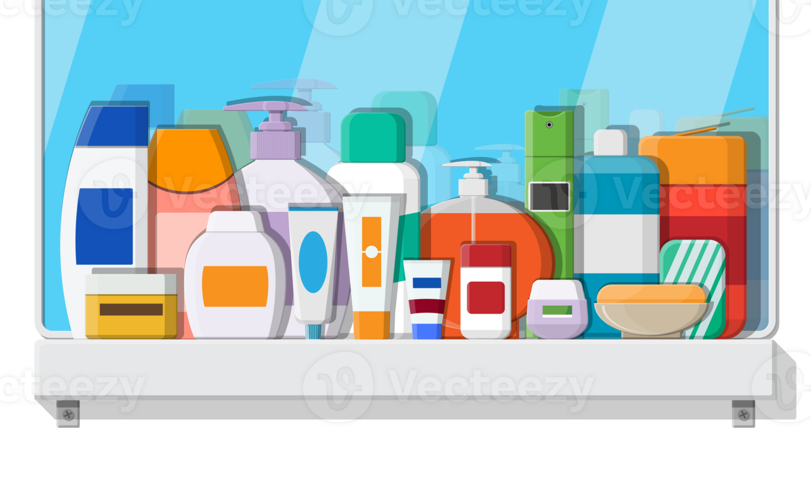 Bathroom mirror and dental cleaning tools png