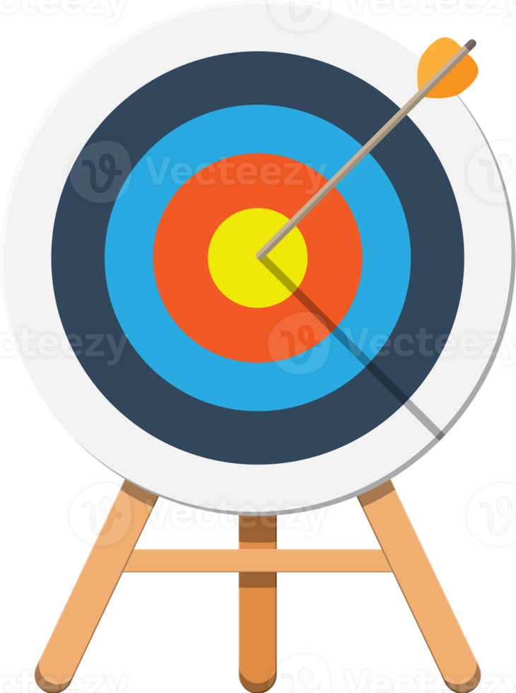 Red white circle darts target with orange arrow png