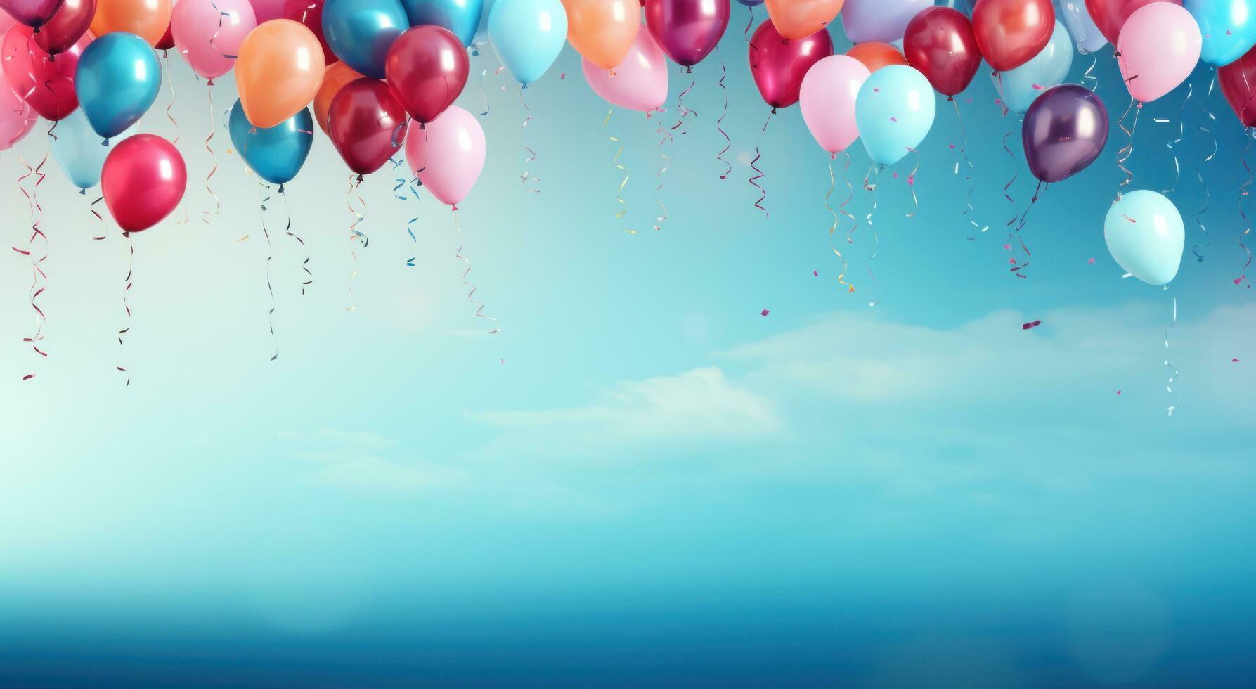 AI generated fanciful birthday balloons and streamers colorful background photo