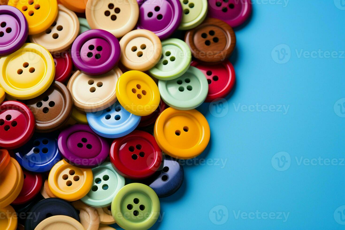 AI generated Button diversity Multicolored sewing buttons, perfect for textile design projects photo