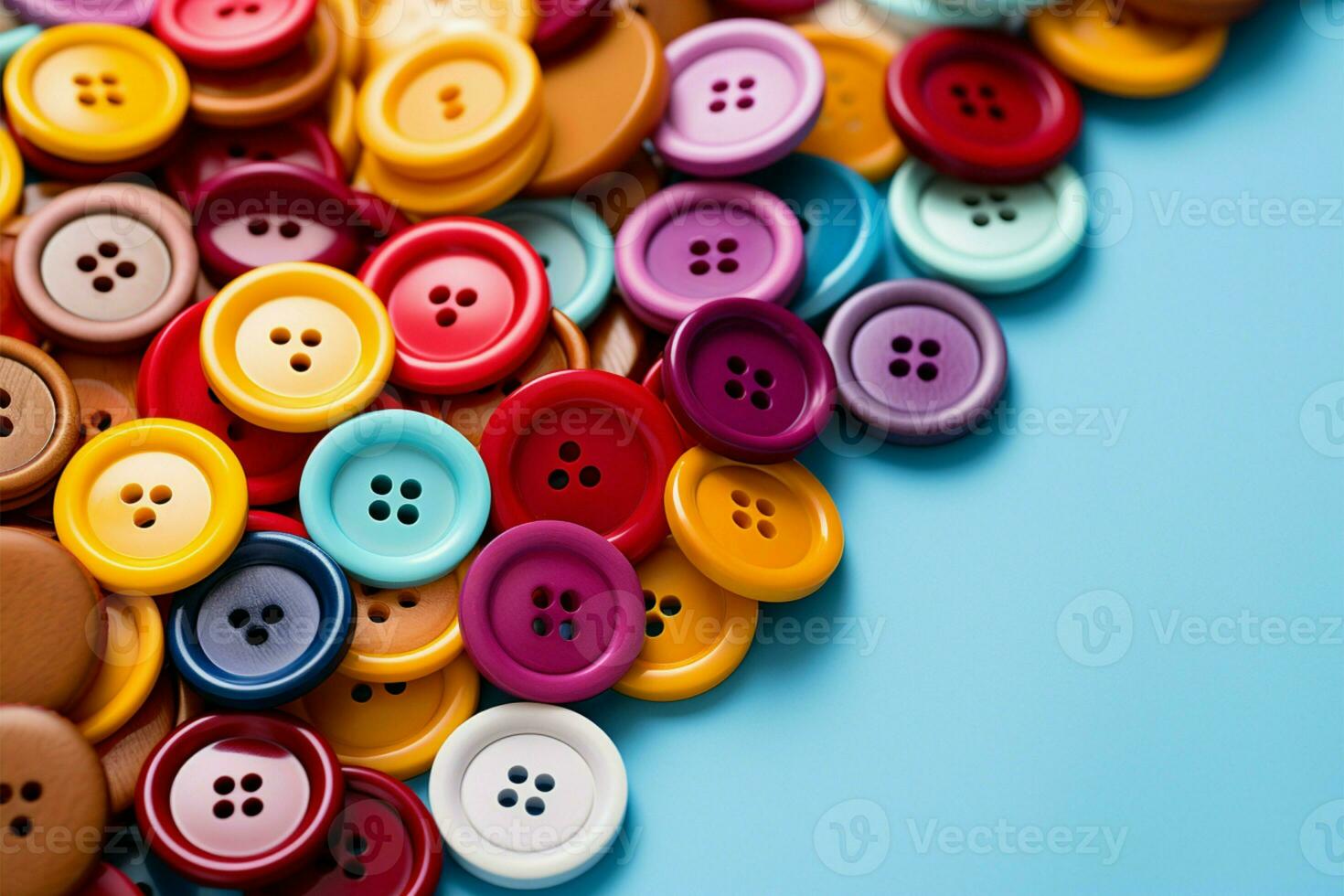 AI generated Vivid accents Multicolored sewing buttons for creative textile embellishments photo