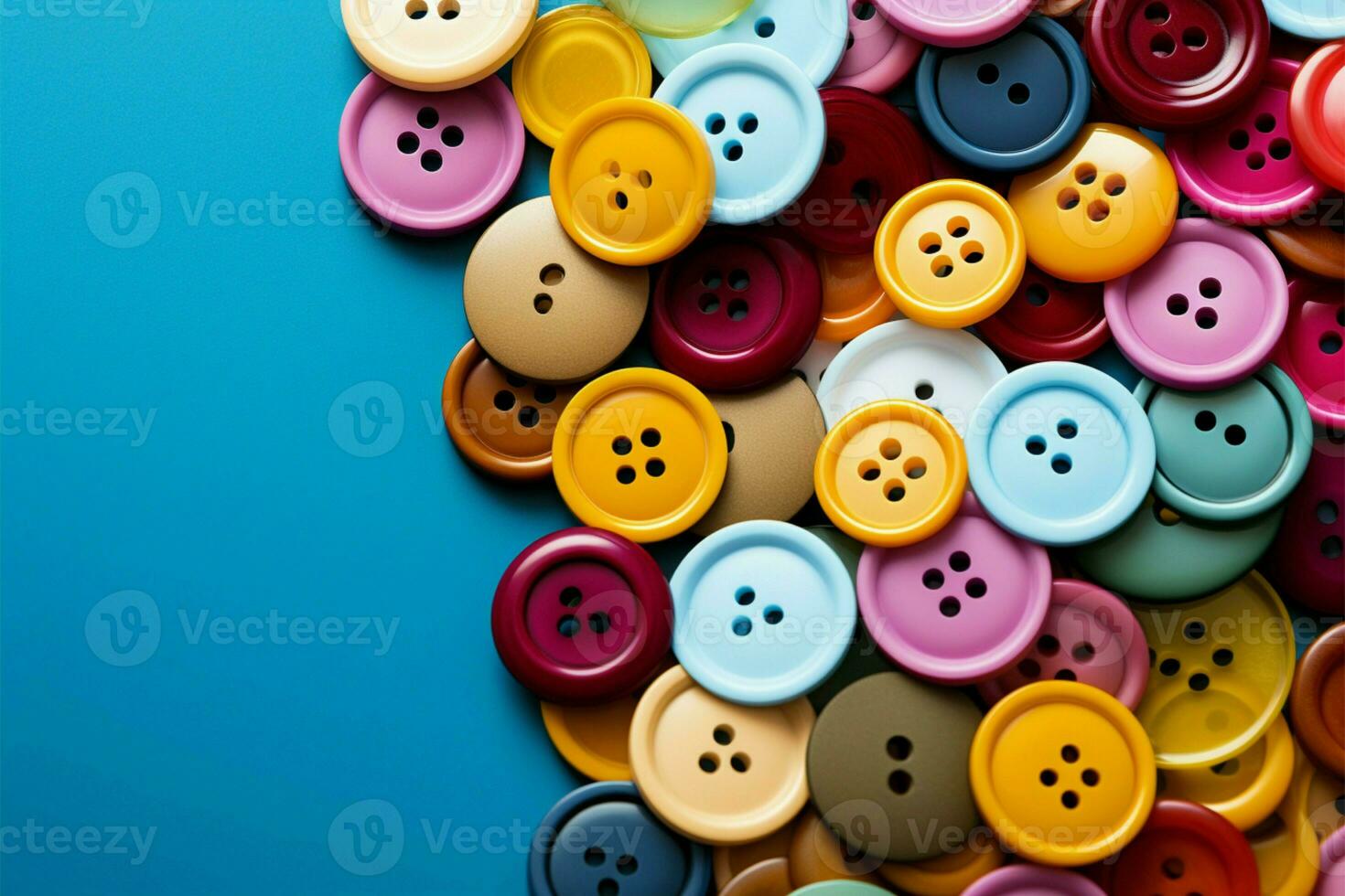 AI generated Craft palette Varied hues of multicolored sewing buttons for creative projects photo
