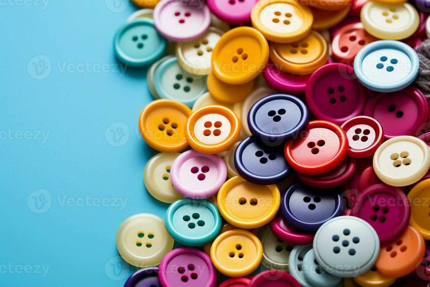 AI generated Colorful array Sewing buttons in a spectrum of vibrant hues photo