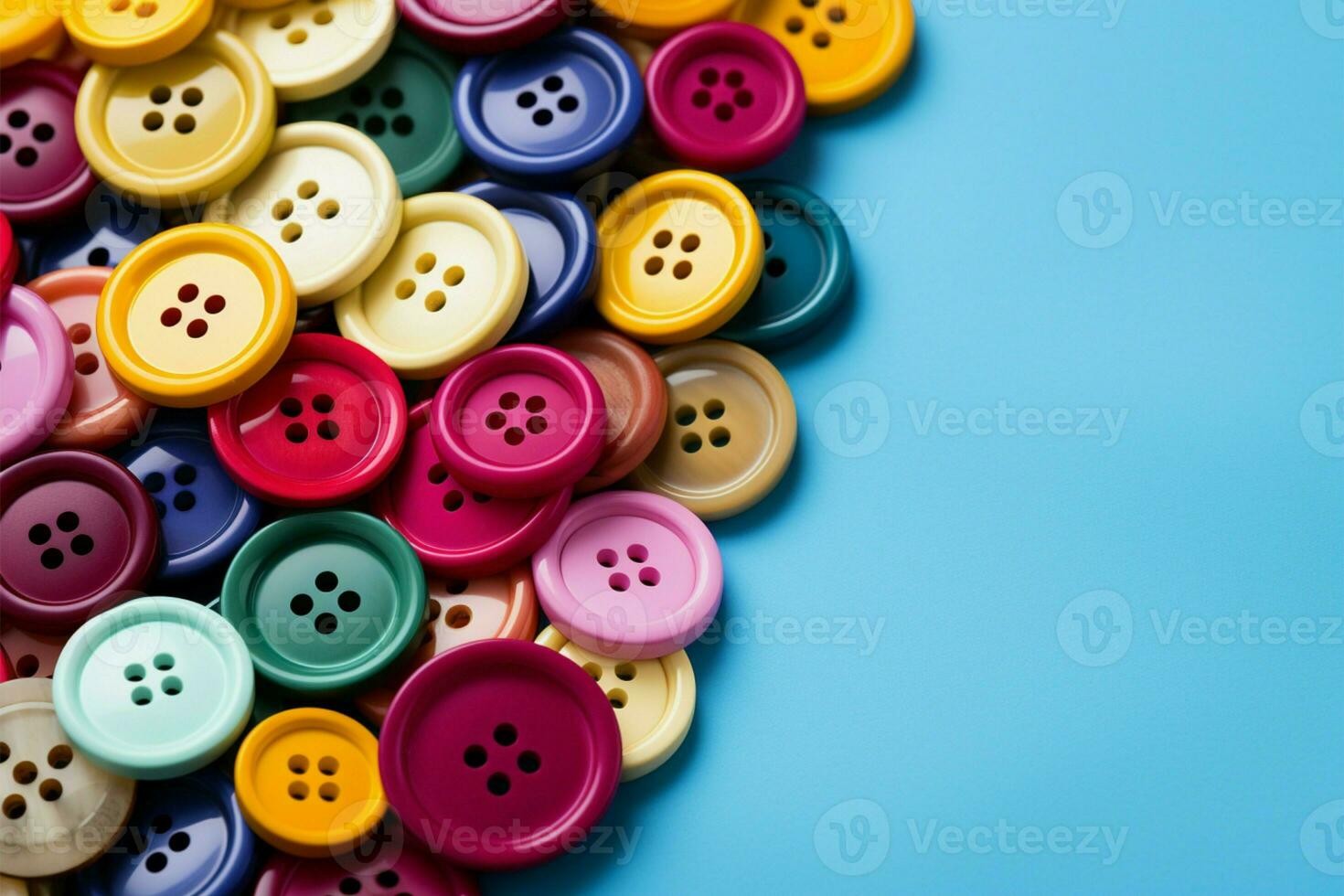 AI generated Colorful array Sewing buttons in a spectrum of vibrant hues photo