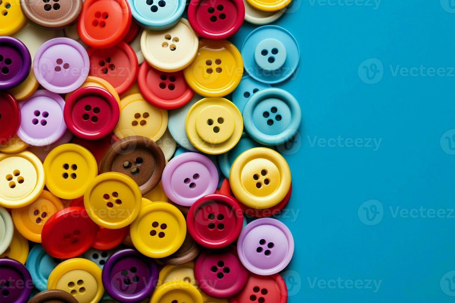 AI generated Colorful array Sewing buttons in a spectrum of vibrant hues photo