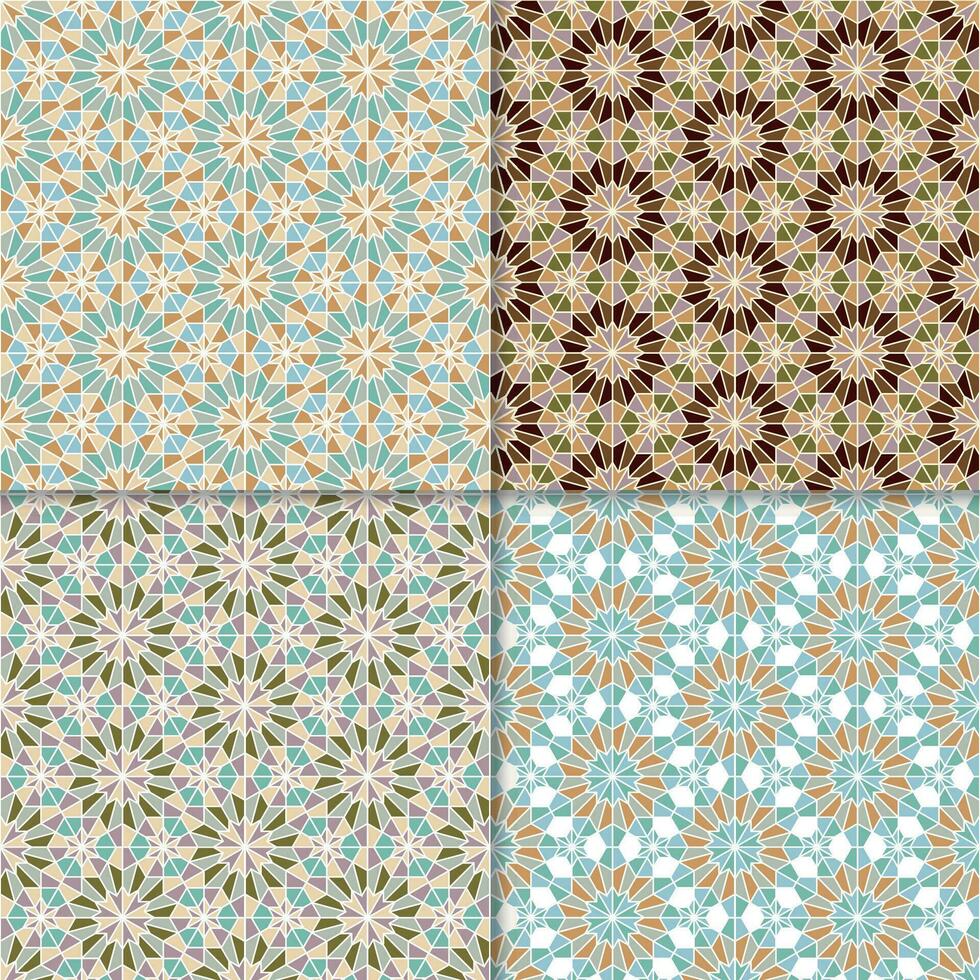 Four geometric seamless patterns. Can be used on textiles, wallpapers, surfaces, venue designs and as a background for cards and invitations vector