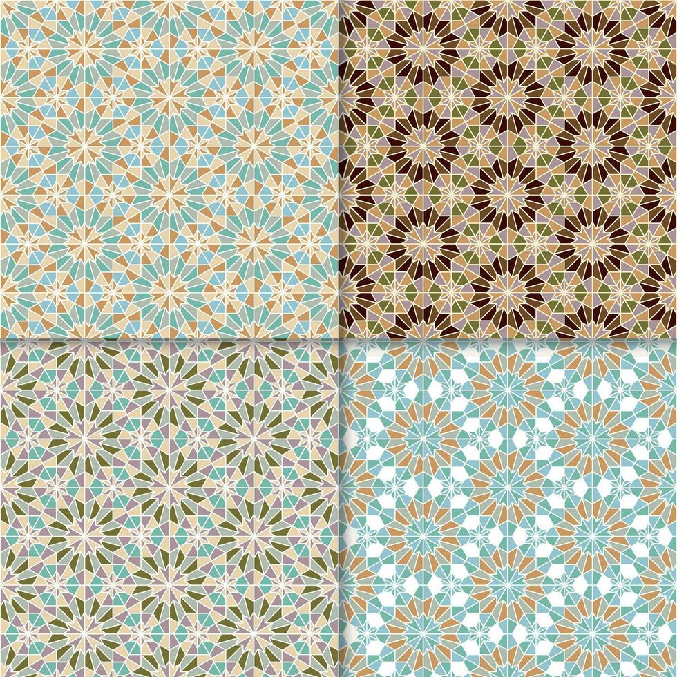 Four geometric seamless patterns. Can be used on textiles, wallpapers, surfaces, venue designs and as a background for cards and invitations vector