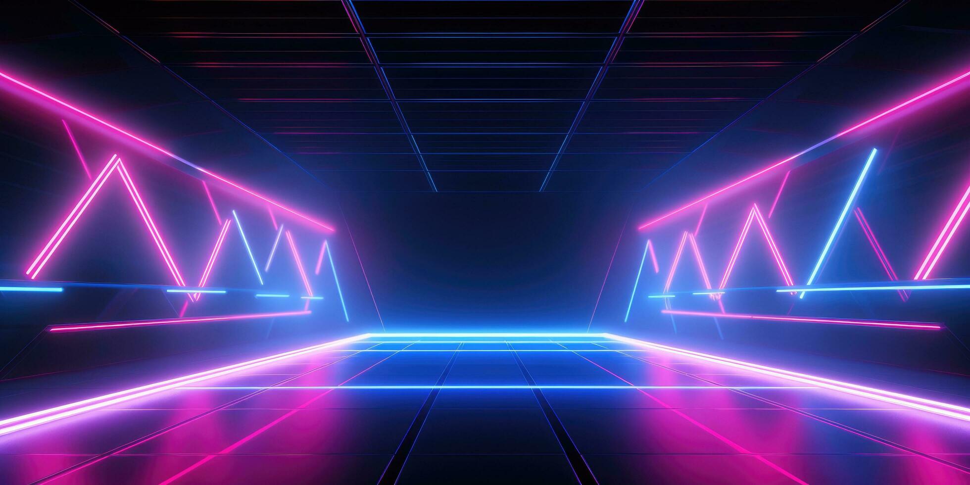 AI generated a dark background with neon and pink lighting photo