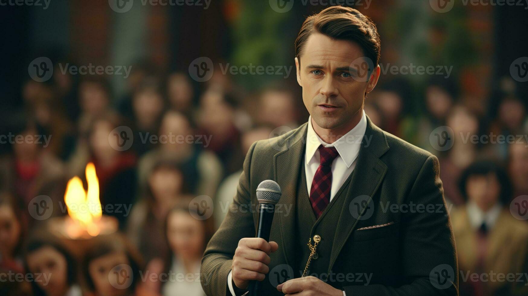 AI generated A man who confidently addresses the crowd. Generative AI photo