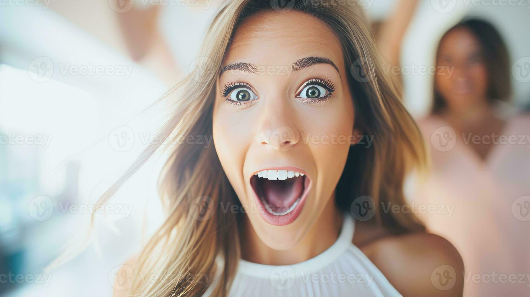 AI generated A woman with a surprised expression. Generative AI photo