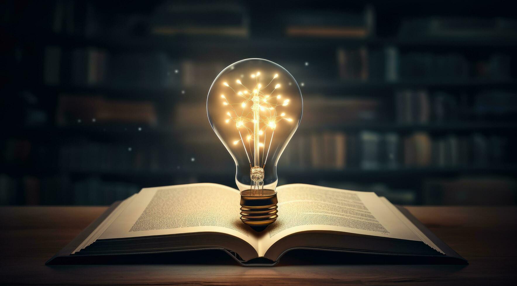 AI generated an open book with an empty light bulb photo