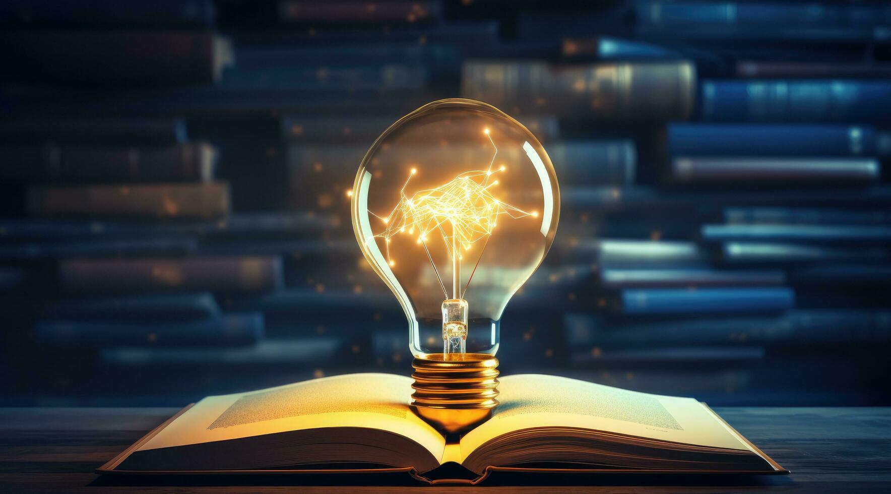 AI generated an open book with an empty light bulb photo