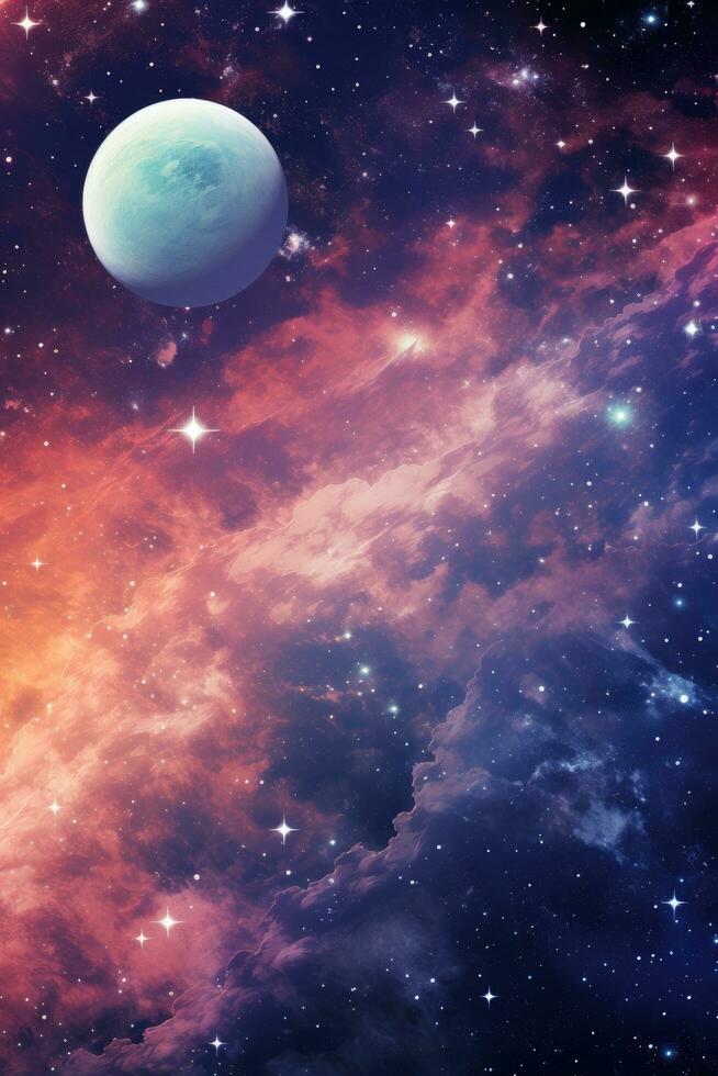 AI generated A vivid space background filled with celestial wonders, stars, and space for your message photo