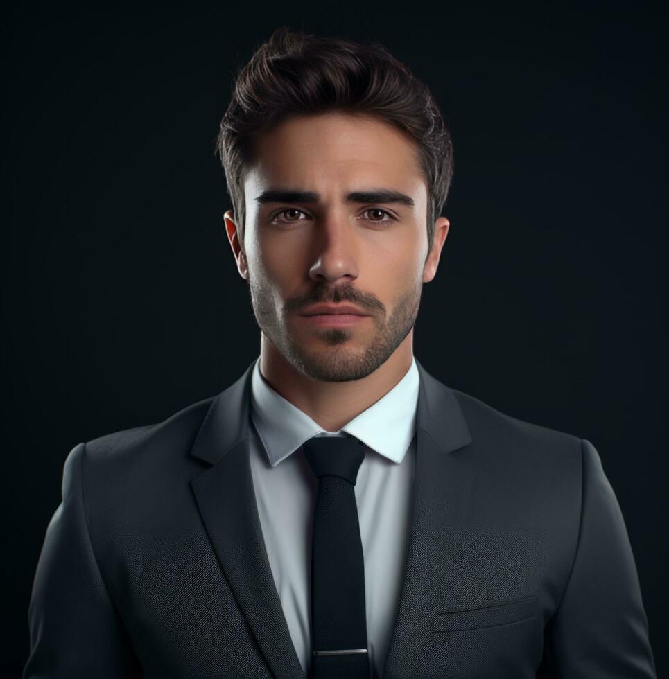 AI generated business man in business suit facing the camera, photo