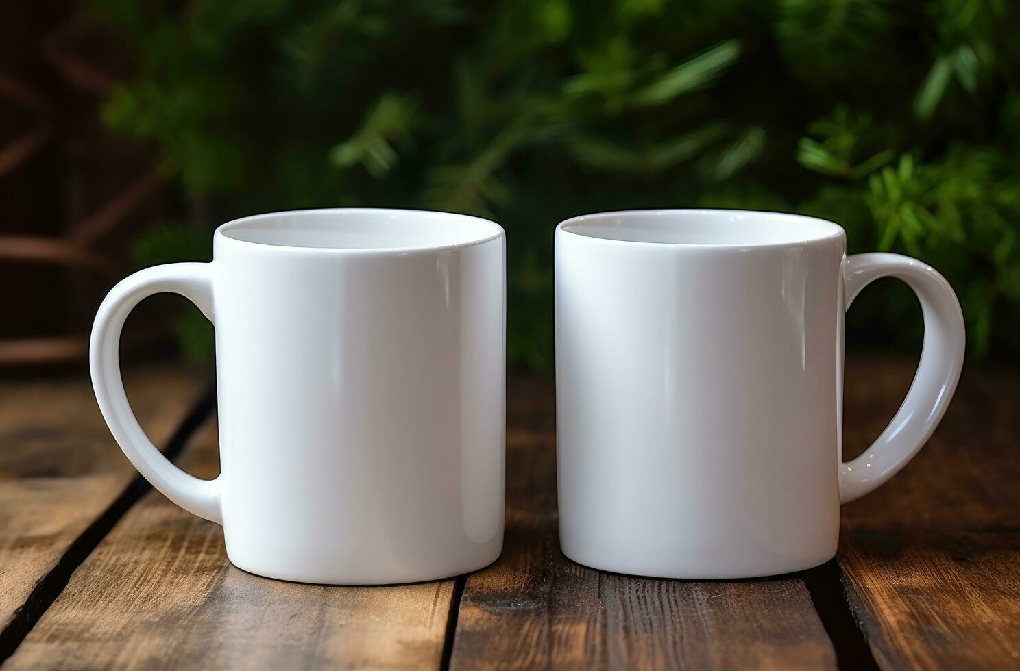 AI generated coffee mug with a white mug on a table photo