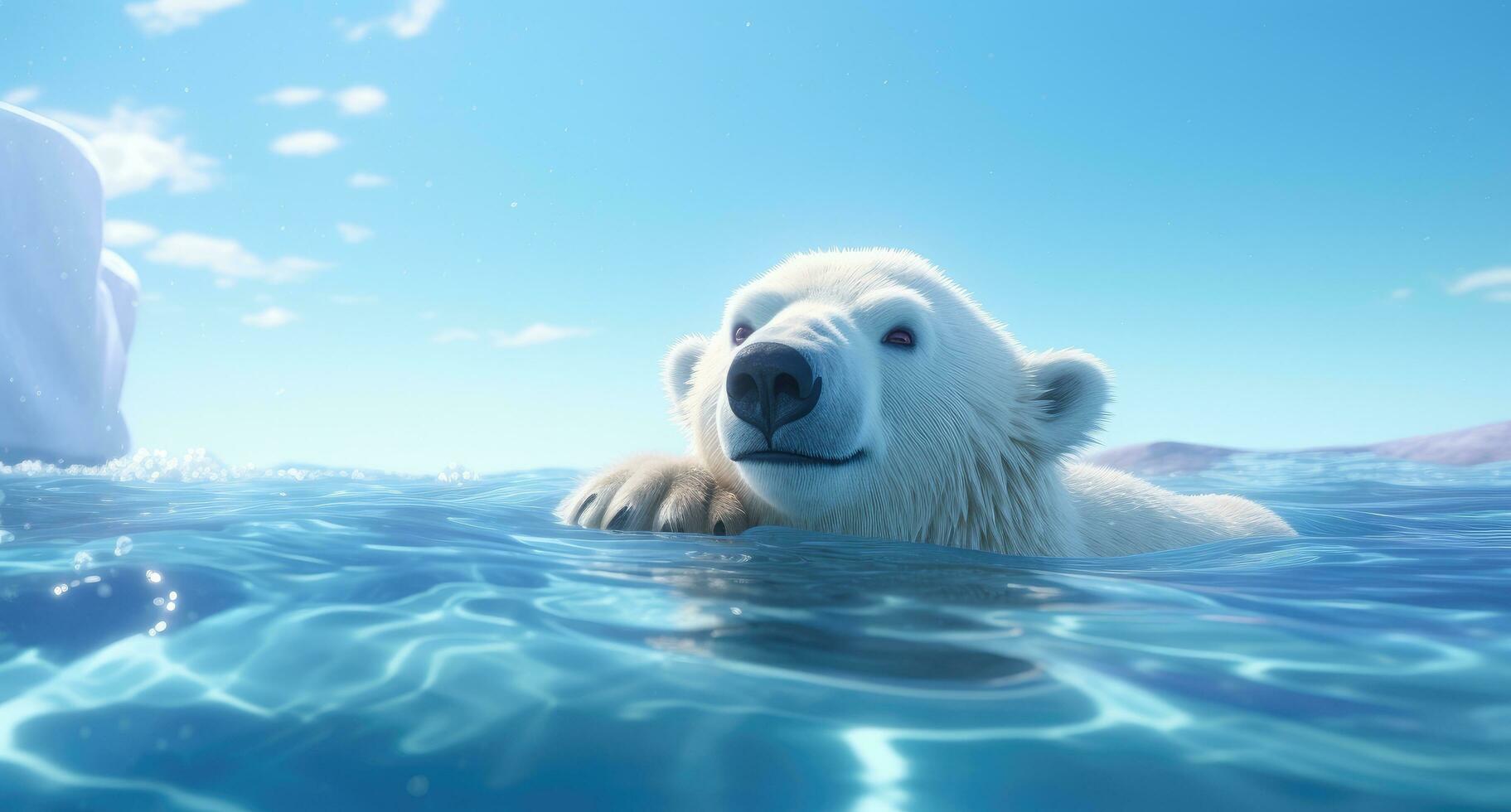 ai generado cerca arriba polar oso descansando en hielo témpanos foto