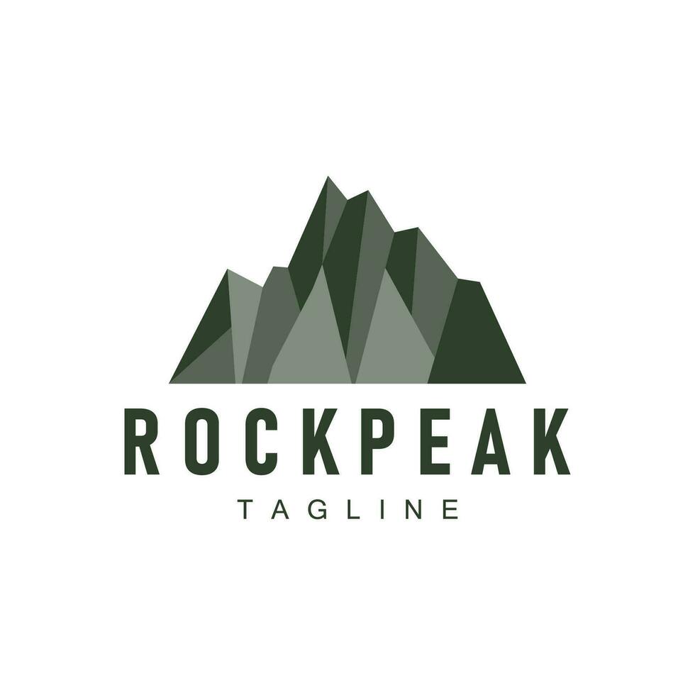 Simple mountain peak logo line rock illustration landscape design vector