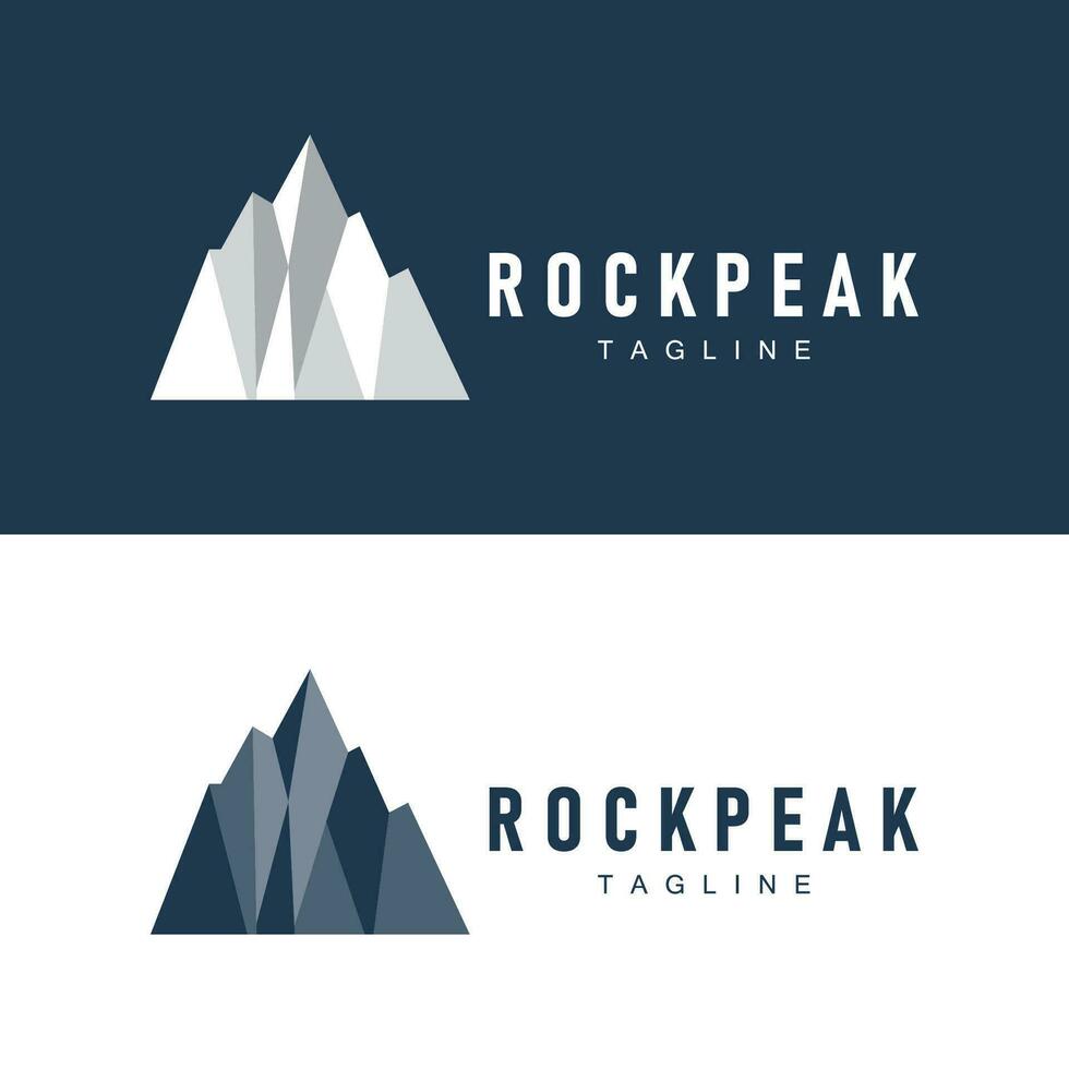 Simple mountain peak logo line rock illustration landscape design vector