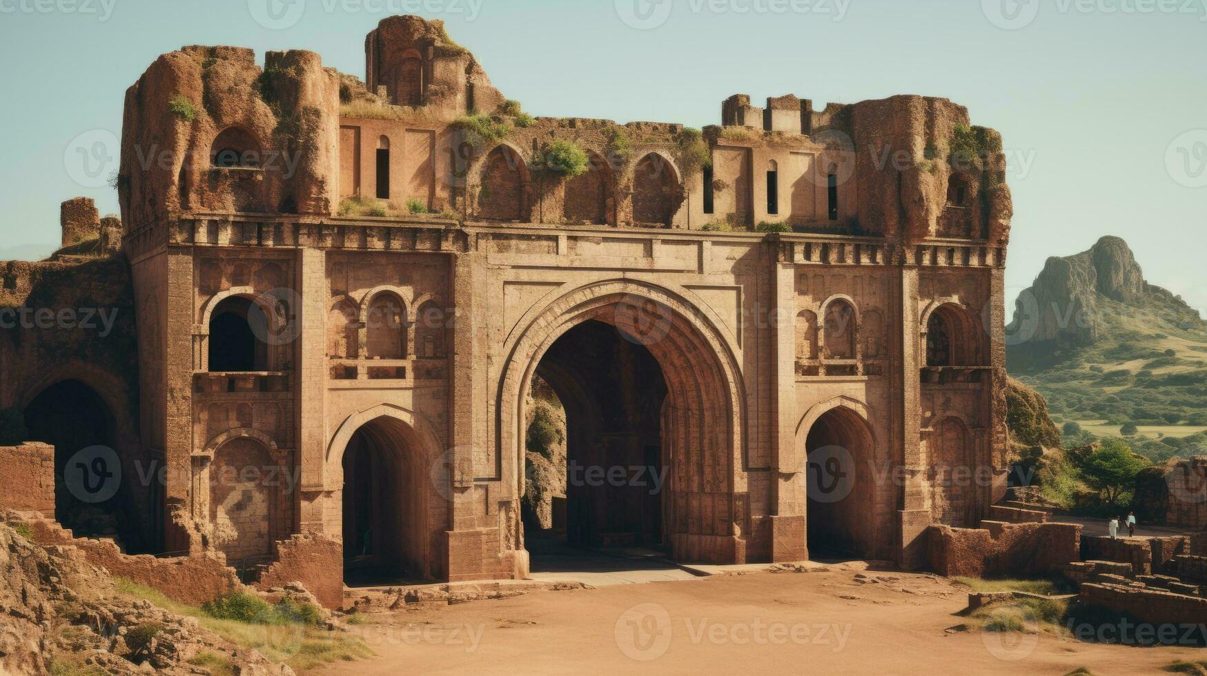 AI generated Historical ruins of an ancient architectural structure. Generative AI photo