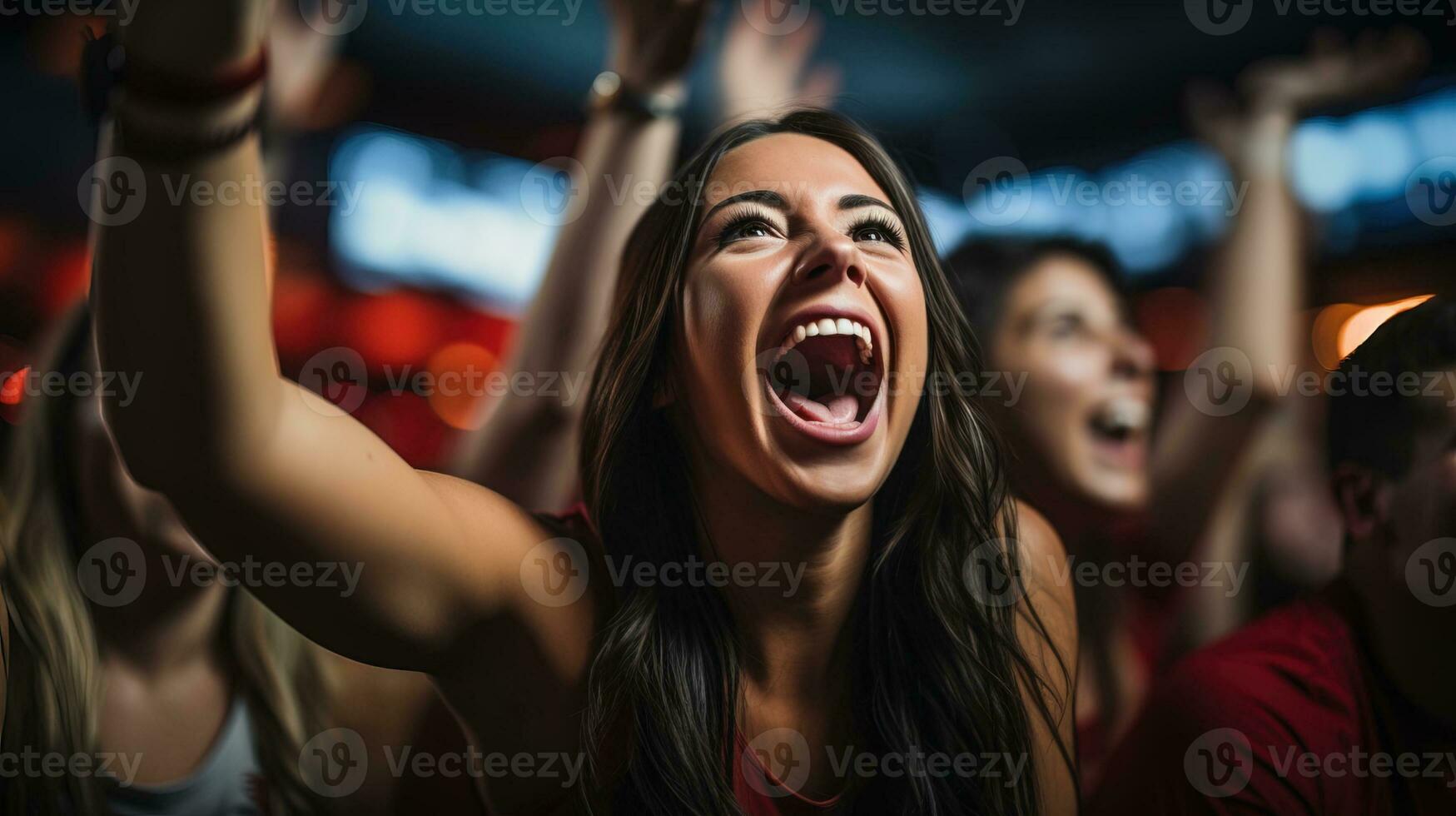 ai generado En Vivo Deportes bar con aficionados aplausos en su favorito equipos generativo ai foto