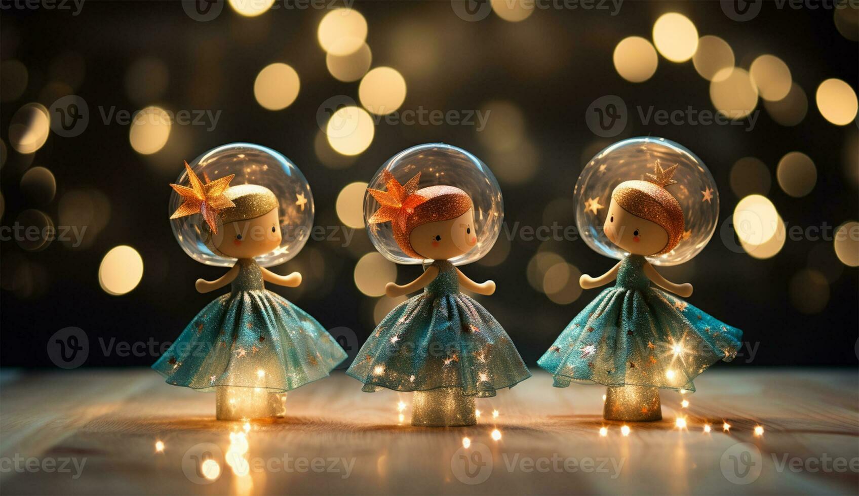 AI generated Christmas nativity scene with little angels and candles. photo