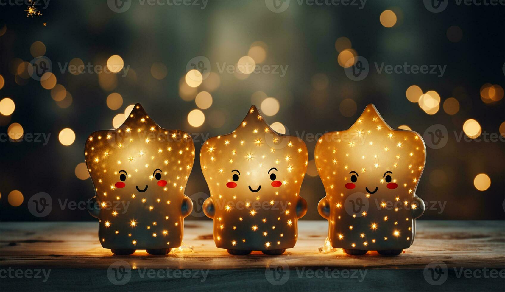 AI generated Christmas nativity scene with little angels and candles. photo