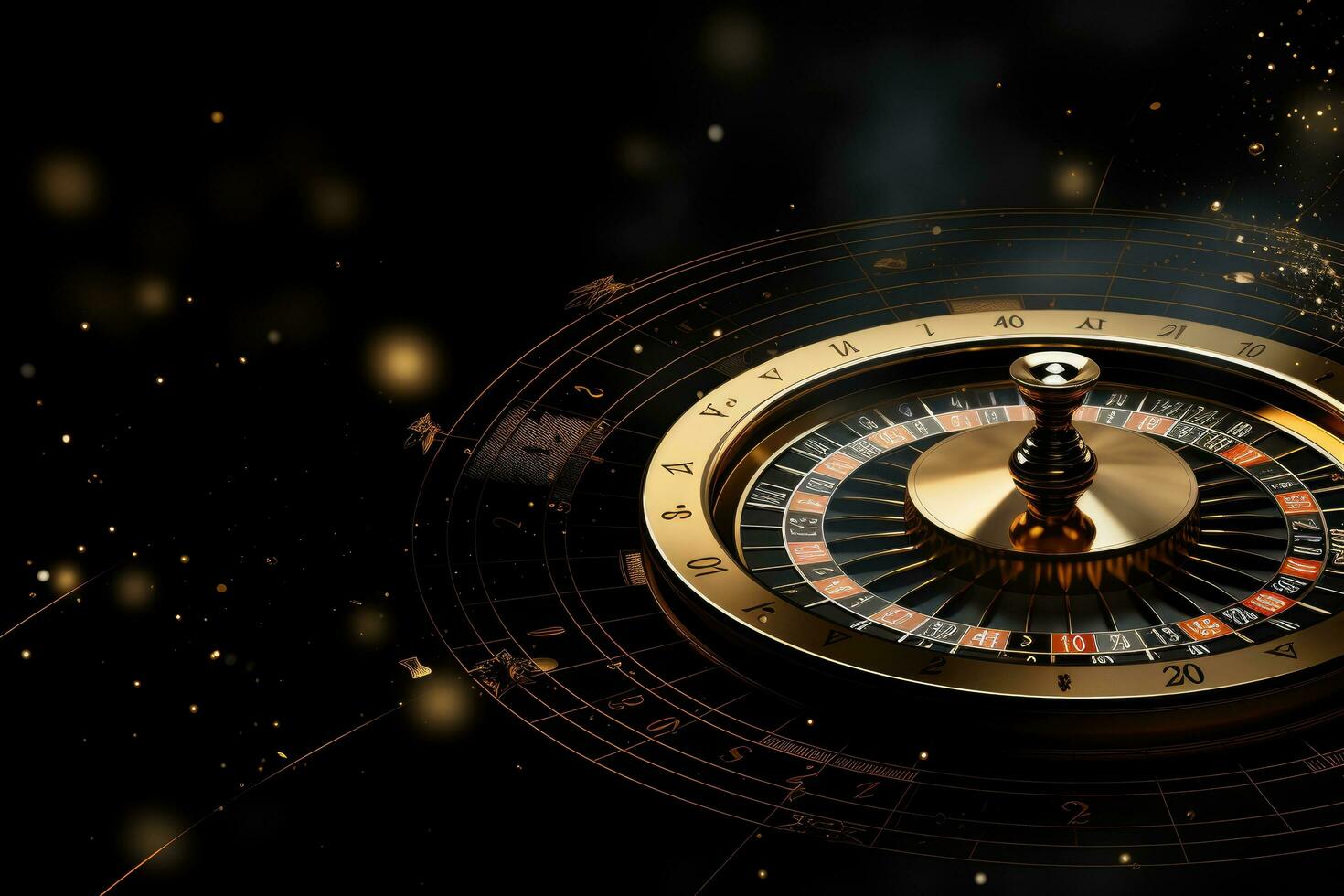 AI generated Casino roulette wheel on black background. 3d illustration, Beautiful roulette on a dark background with a place for a logo or inscription, AI Generated photo