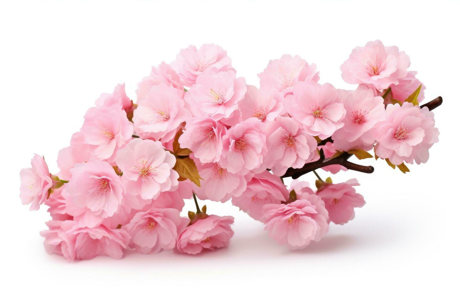 AI generated cherry blossom sakura flower isolated on white background cutout, Cherry blossom sakura isolated on a white background with a clipping path, AI Generated photo