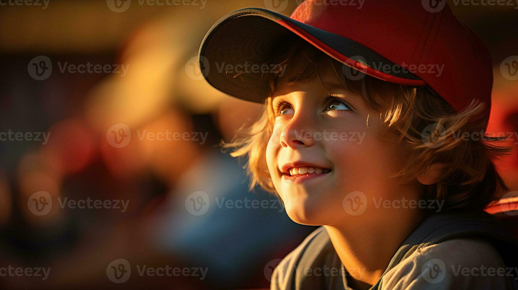 AI generated Young boy excitedly waiting as he prepares for the baseball game. Generative AI photo