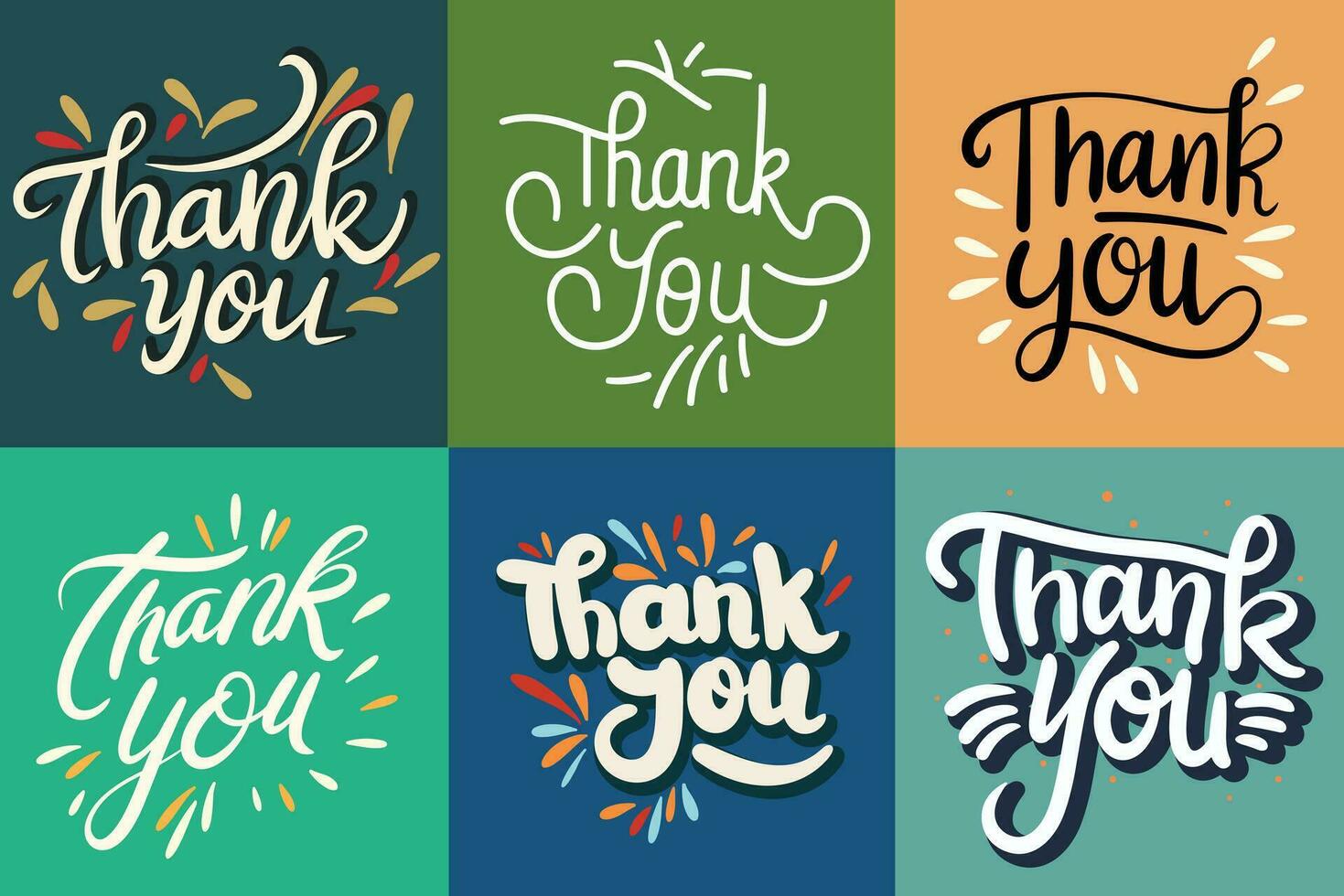 Collection of Thank you inscriptions. Handwriting text banner concept Thank you Hand Drawn vector art.