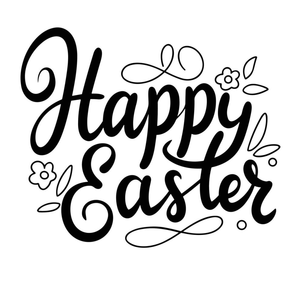 Happy Easter inscription. Handwriting text banner concept Happy Easter. Hand drawn vector art