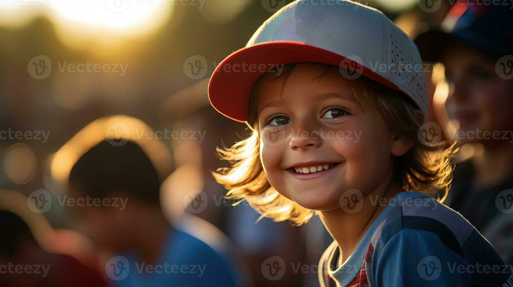 AI generated Young boy excitedly waiting as he prepares for the baseball game. Generative AI photo