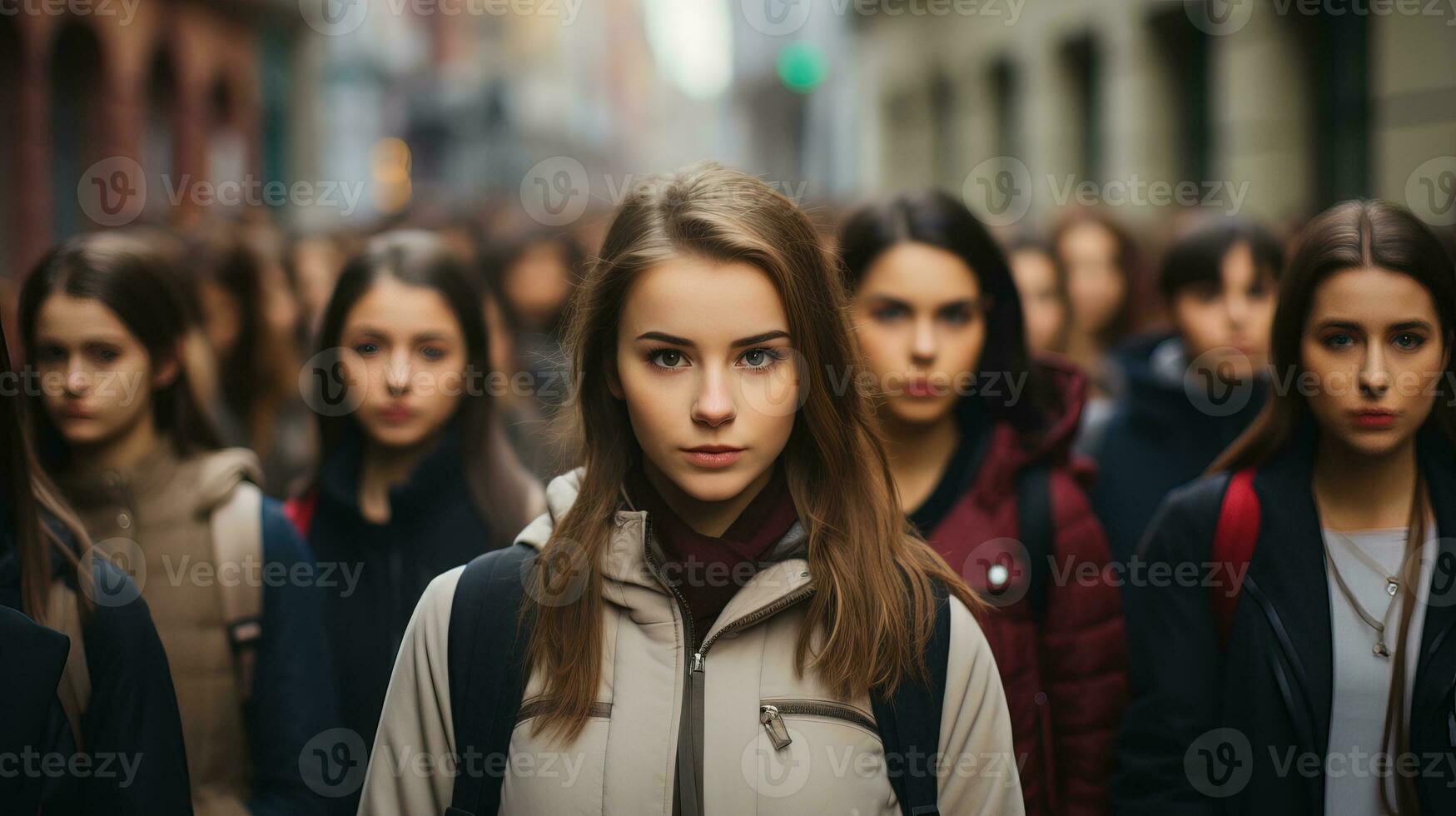 AI generated People walking on the street shouting for a purpose. Generative AI photo