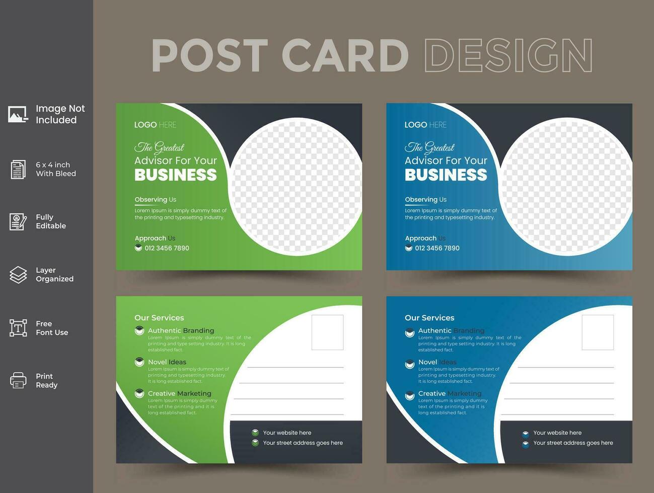 Corporate professional business marketing postcard template vector