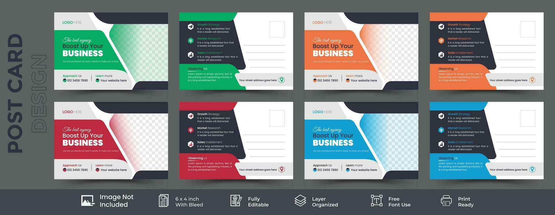 professional business marketing postcard template vector