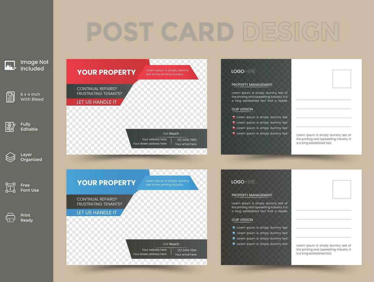 Real Estate Post Card template design vector