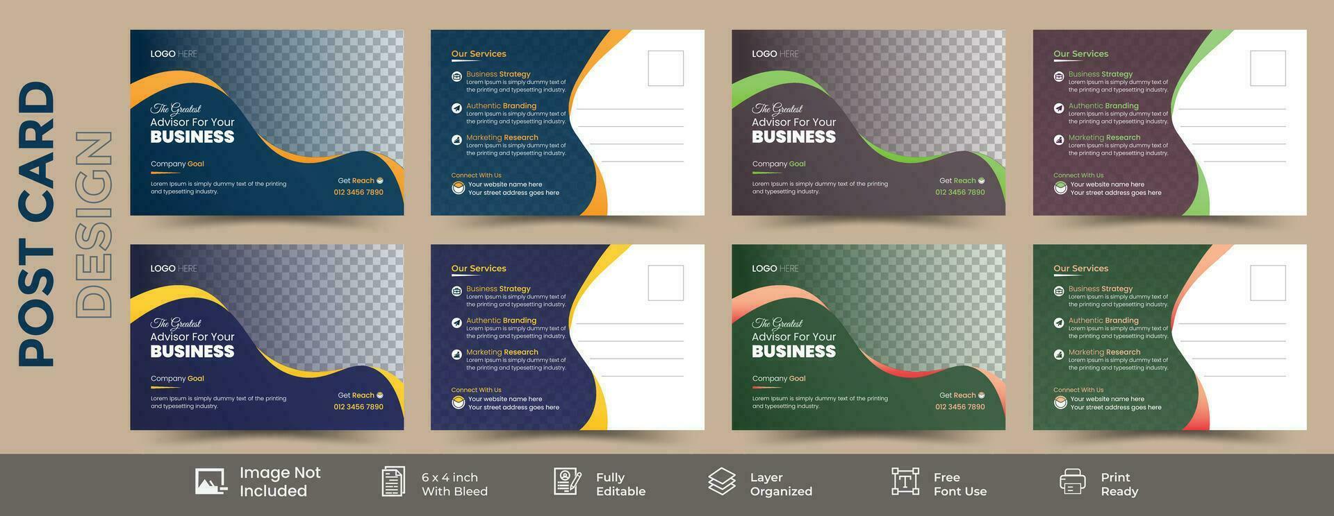 Corporate professional business marketing postcard template vector