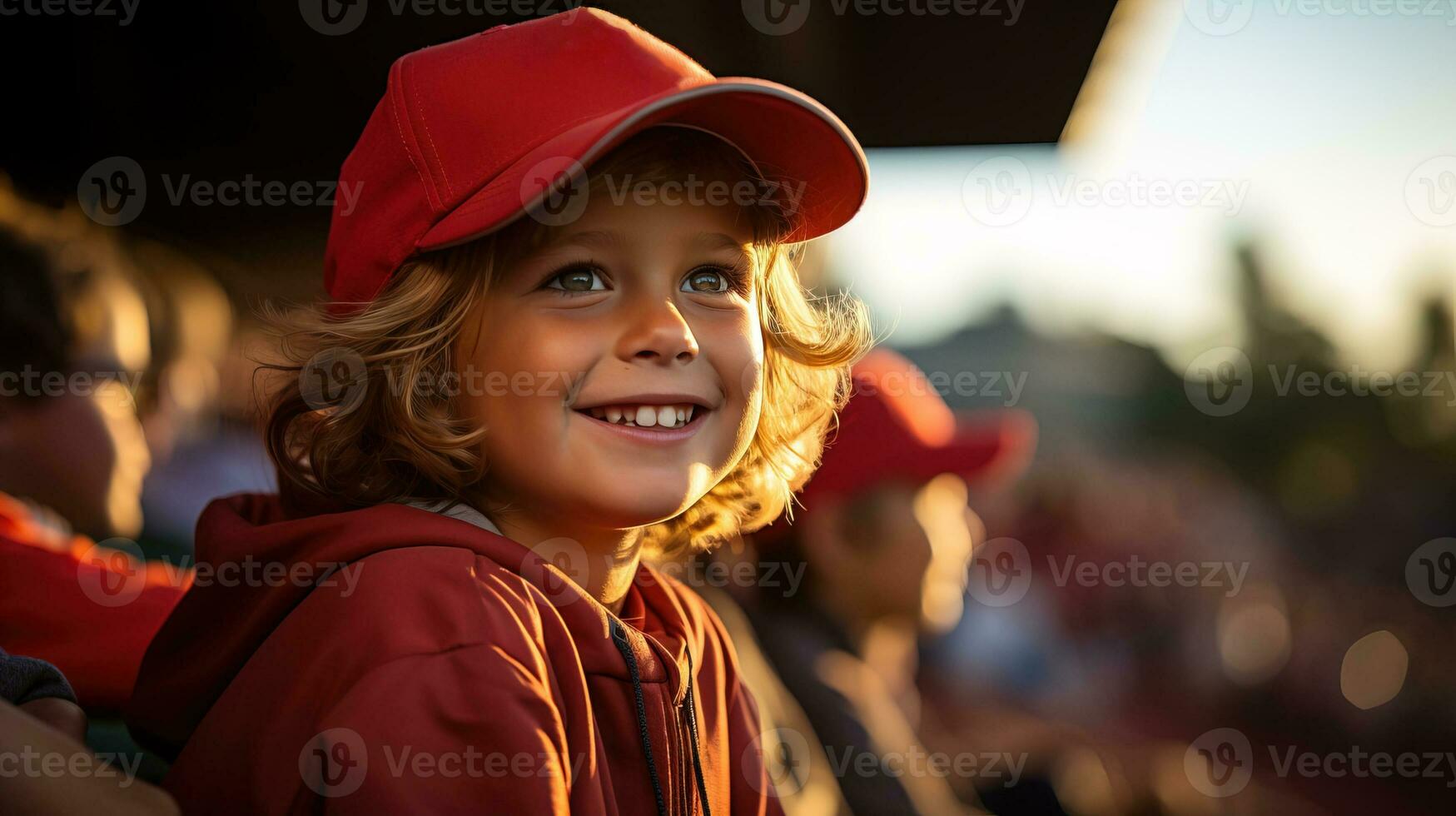 AI generated Young boy excitedly waiting as he prepares for the baseball game. Generative AI photo