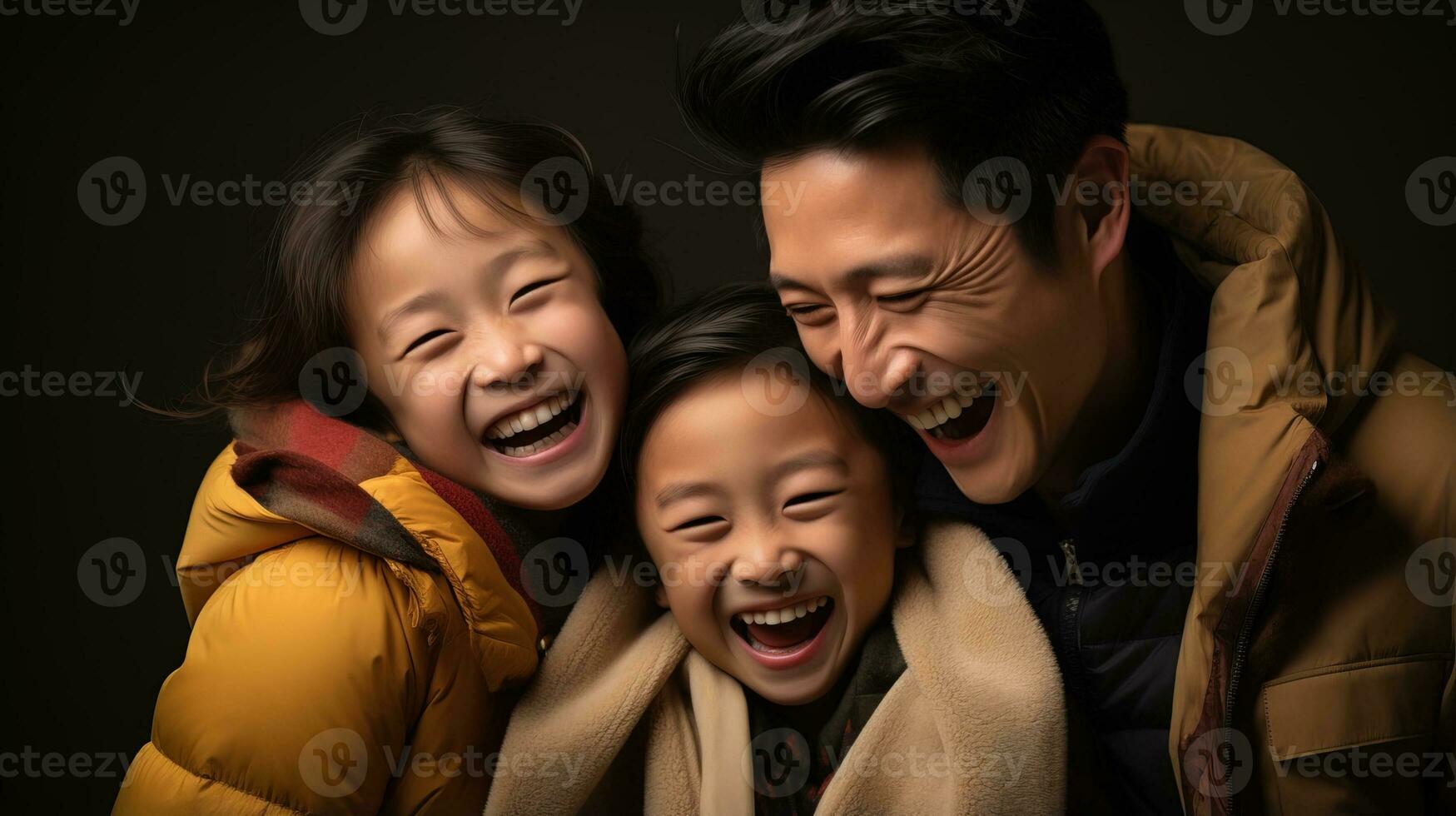 AI generated The family captures a moment of togetherness in a photography studio. Generative AI photo