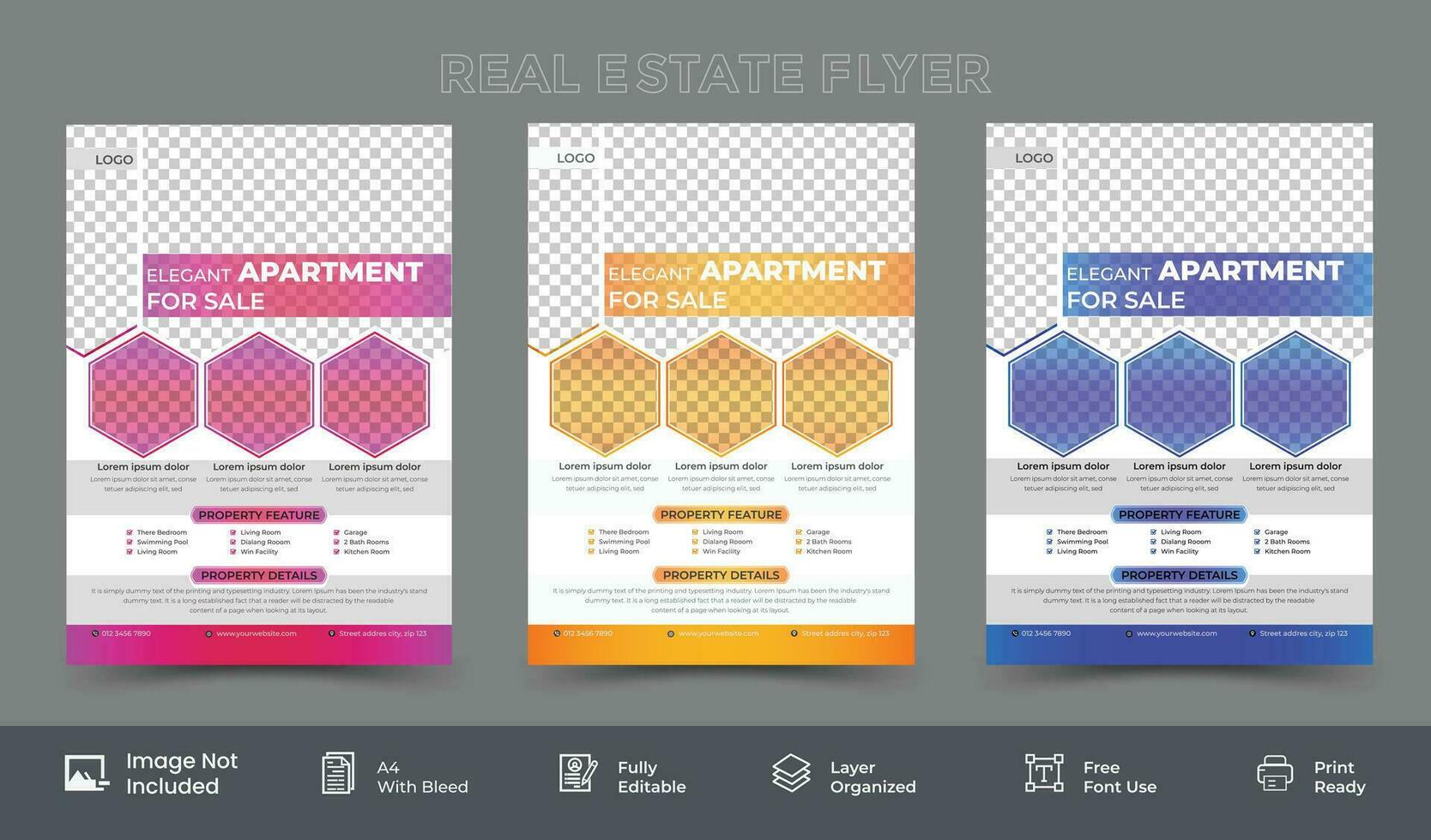 Property Real estate flyer template home for sale vector