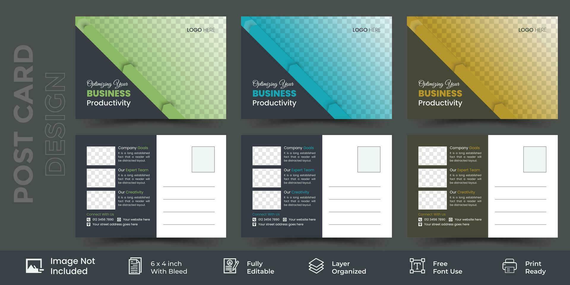 Vector corporate professional business marketing postcard template