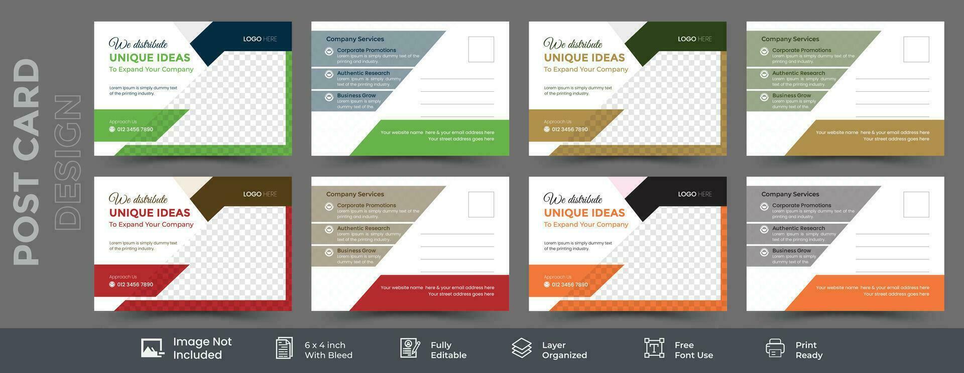 Vector corporate professional business marketing postcard template