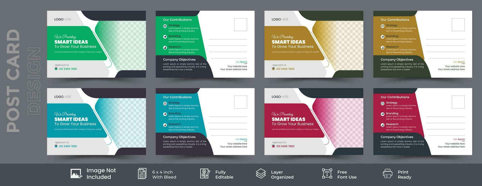Vector corporate professional business marketing postcard template