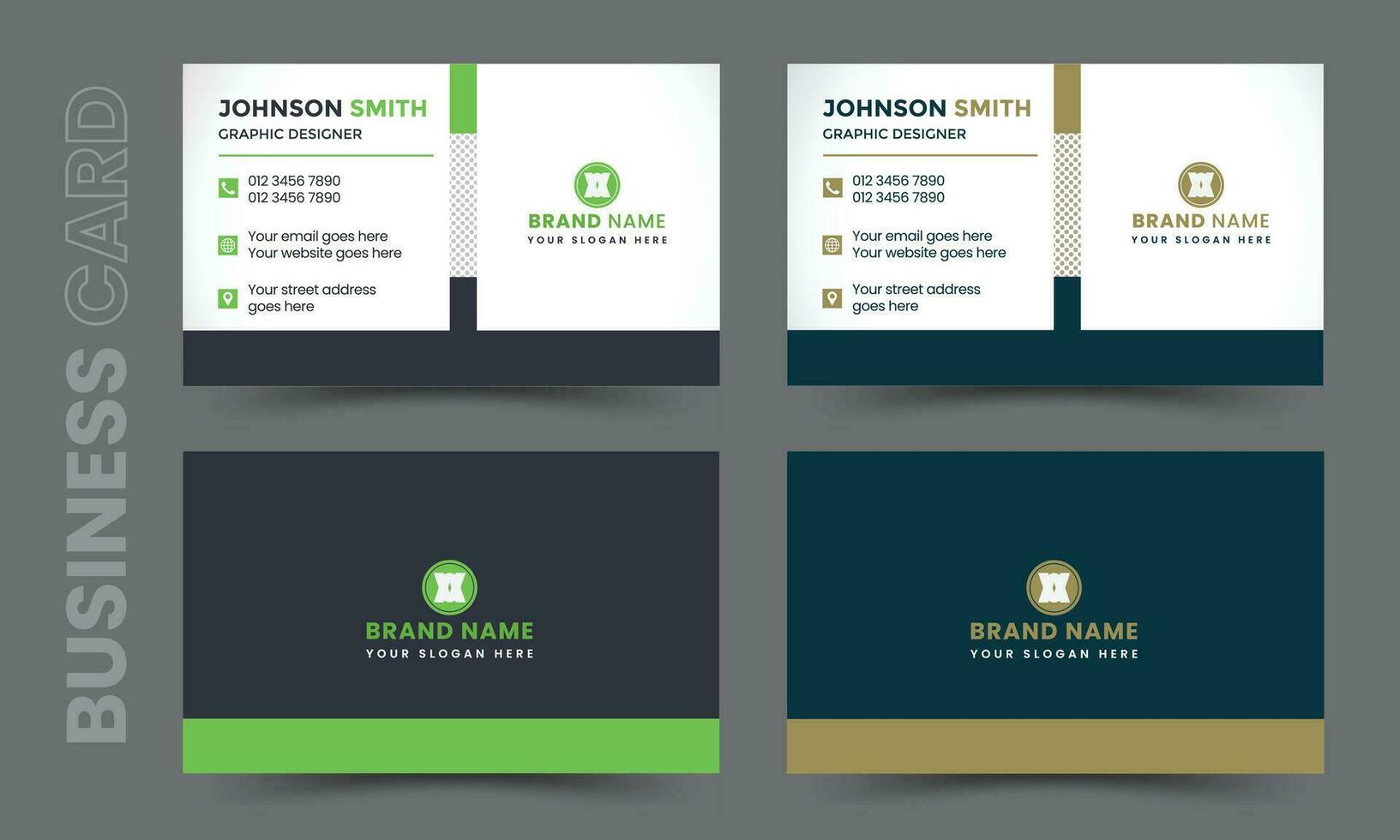 Corporate minimal business card template two color variation vector