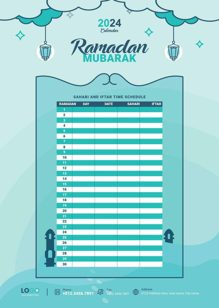 Ramadan calendar template unique design iftar vector