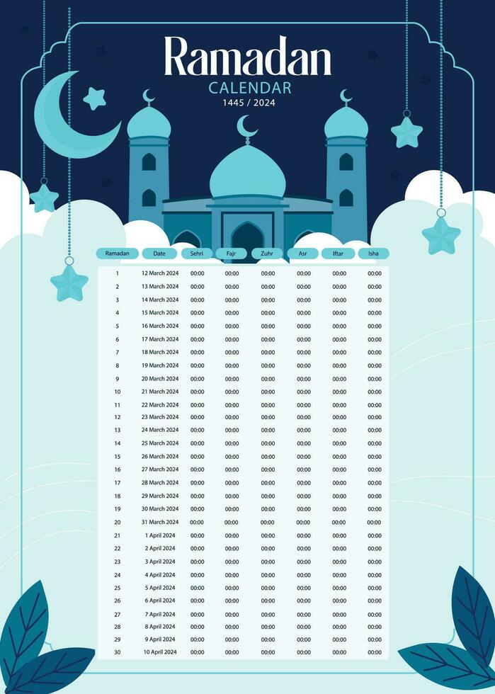 flat Ramadan calendar vector