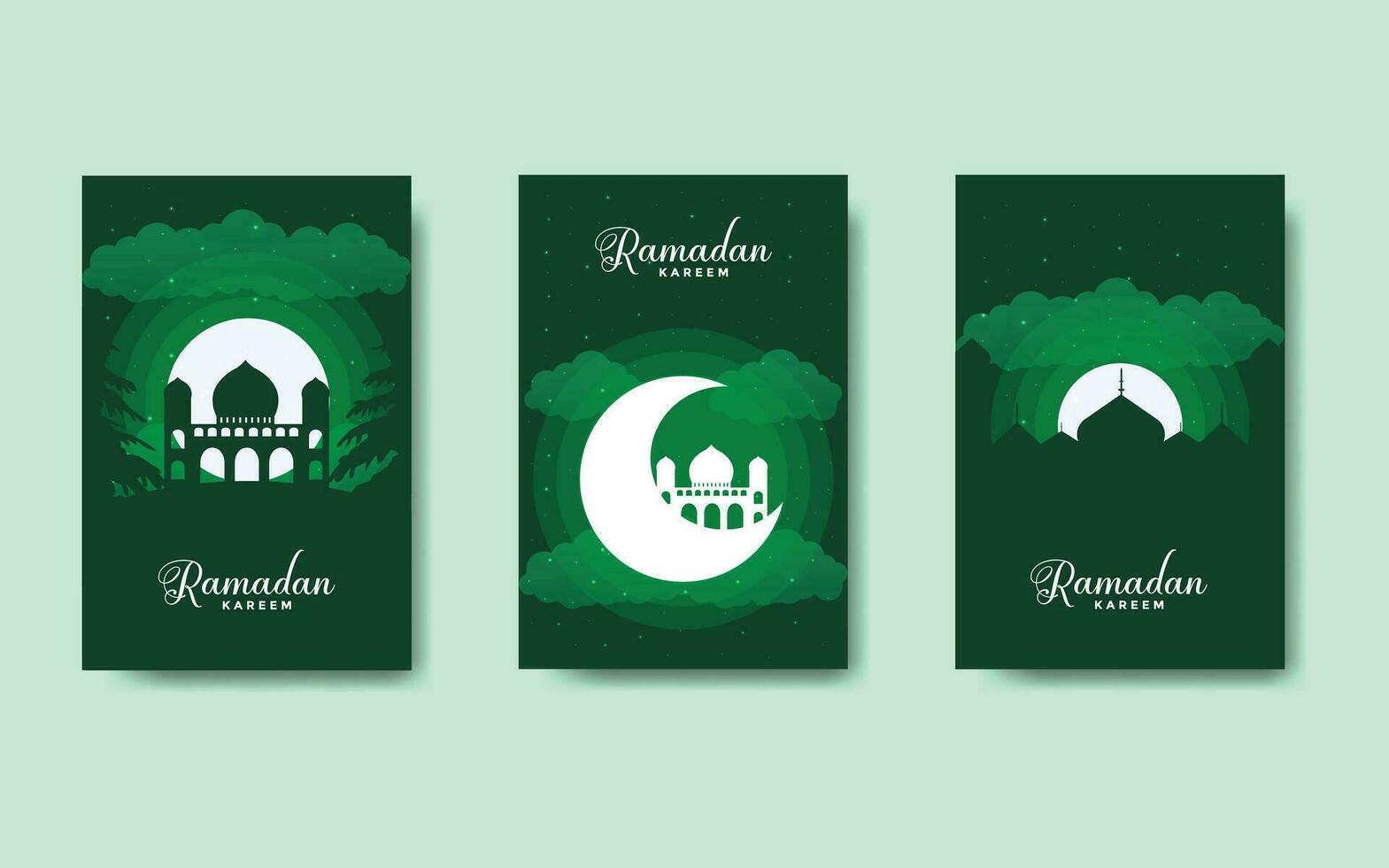 Ramadan kareem flat vector template bundle