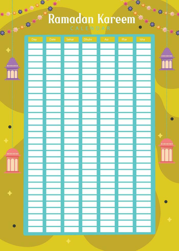 flat Ramadan calendar template vector