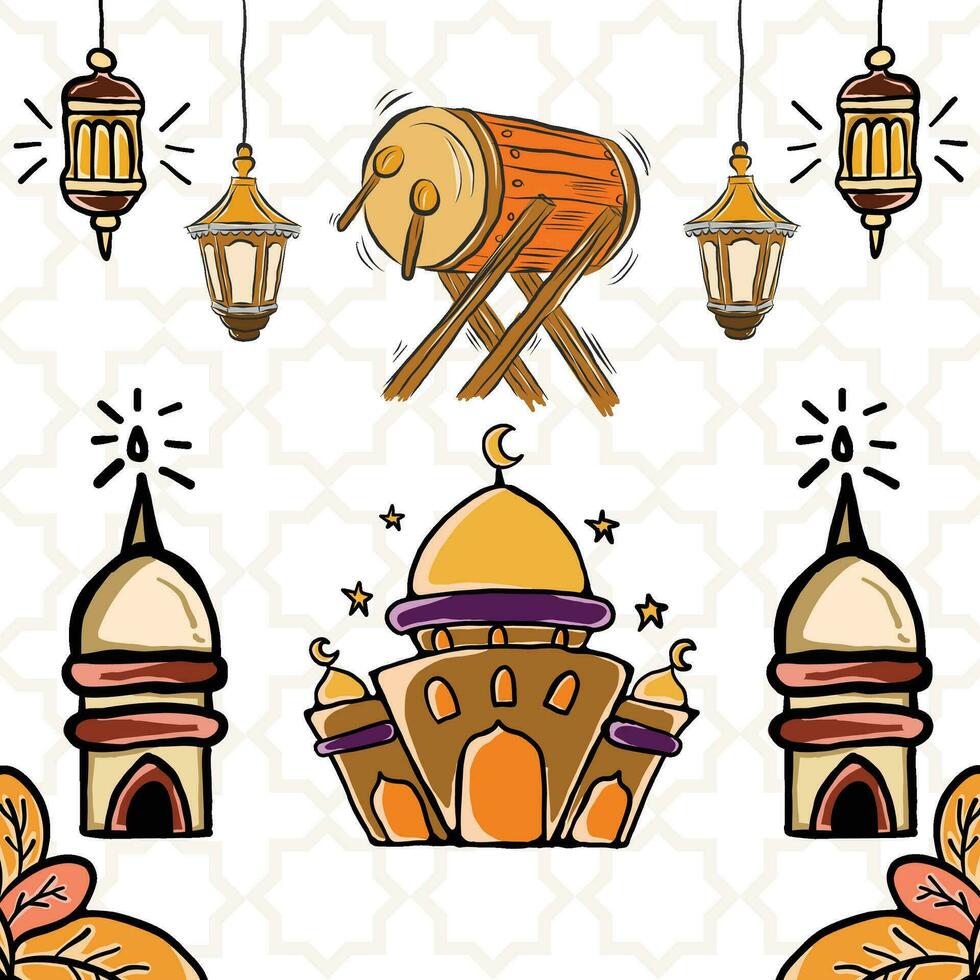 hand drawing illustrator Ramadan kareem element vector